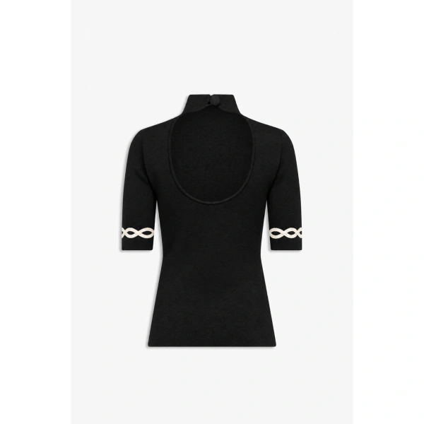 Destree Agathe Wool Knit Top in Black and White | Sweaters | Coveti