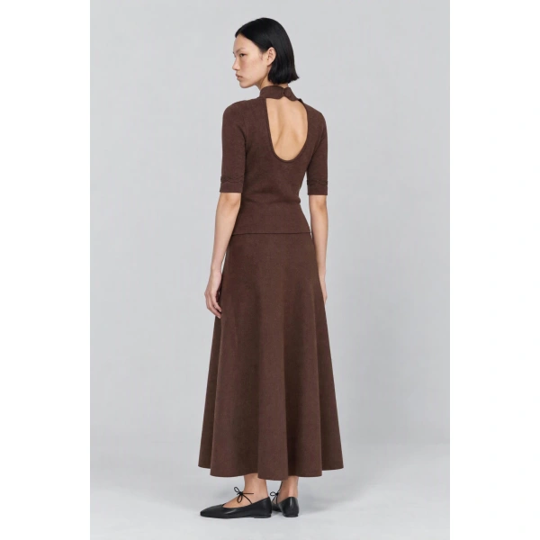 Destree Agathe Wool Knit Top in Brown | Sweaters | Coveti