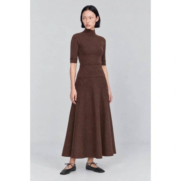 Destree Agathe Wool Knit Top in Brown | Sweaters | Coveti