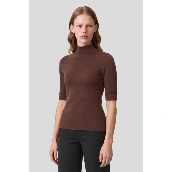 Destree Agathe Wool Knit Top in Brown | Sweaters | Coveti
