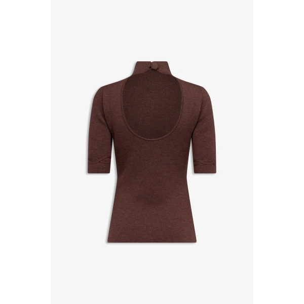 Destree Agathe Wool Knit Top in Brown | Sweaters | Coveti