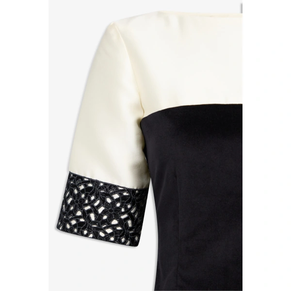 Destree Amina Smart Velvet Dress in Black and White | Midi Dresses | Coveti