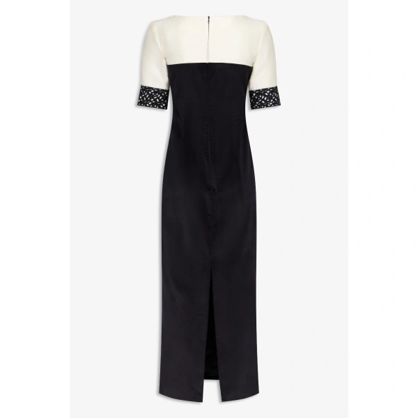 Destree Amina Smart Velvet Dress in Black and White | Midi Dresses | Coveti