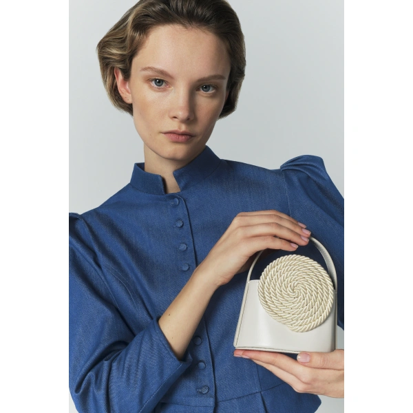Destree Amoako Denim Puff-Sleeve Jacket in Blue | Denim Jackets | Coveti