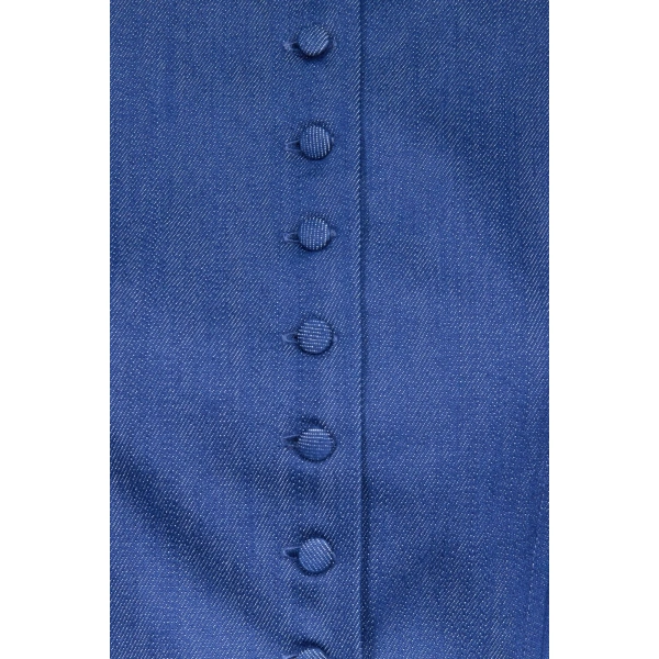 Destree Amoako Denim Puff-Sleeve Jacket in Blue | Denim Jackets | Coveti