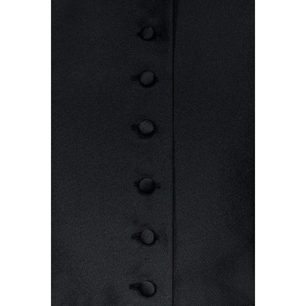 Destree Amoako Satin Puff-Sleeve Jacket in Black | Blazers | Coveti