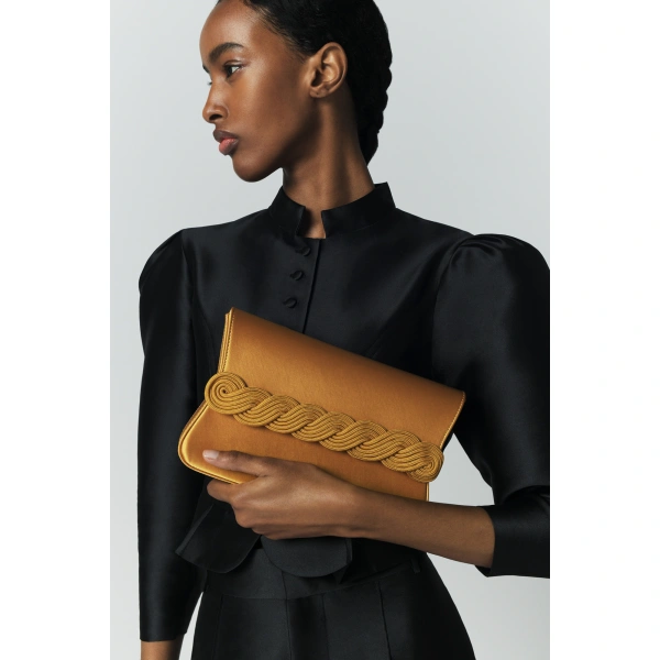 Destree Amoako Satin Puff-Sleeve Jacket in Black | Blazers | Coveti