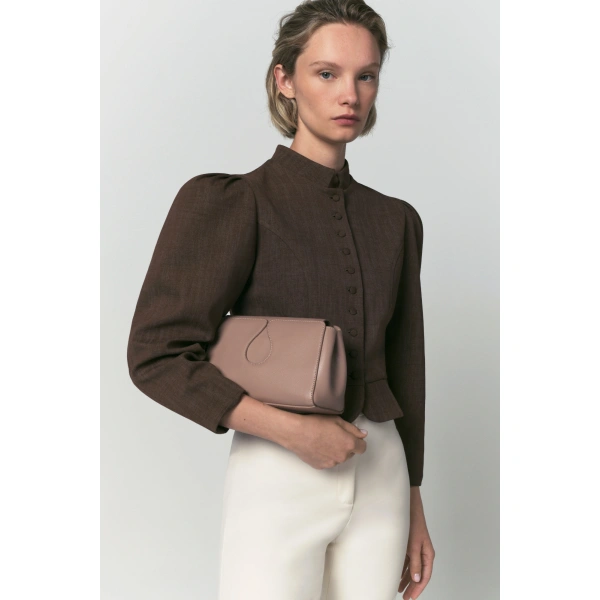 Destree Amoako Stretch Puff-Sleeve Jacket in Brown | Blazers | Coveti