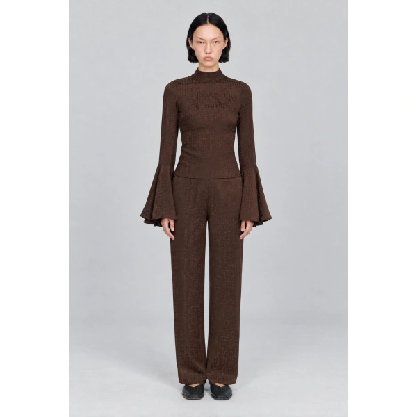 Destree Aria Snake Trousers in Dark Brown | Tailored Pants | Coveti