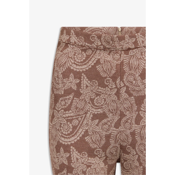 Destree Celine Paisley Straight-Leg Trousers in Brown | Tailored Pants | Coveti