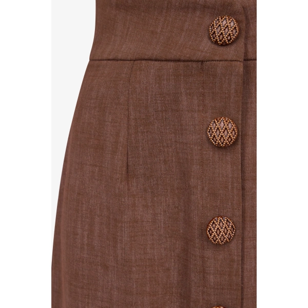 Destree Ivan Buttoned Long Skirt in Brown | Maxi Skirts | Coveti