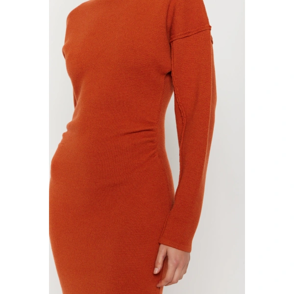 Destree Jade Knit Dress in Rust | Midi Dresses | Coveti