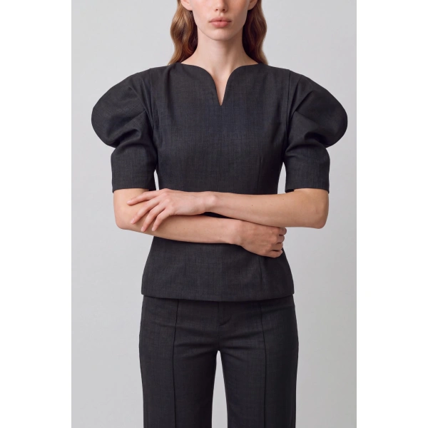 Destree Janet Textured Top in Black | Long Sleeve Tops | Coveti