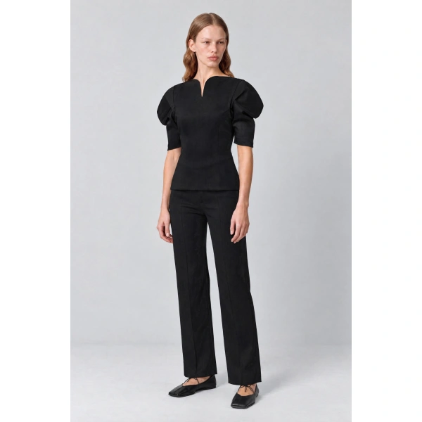 Destree Janet Textured Top in Black | Long Sleeve Tops | Coveti