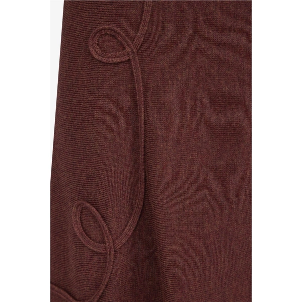 Destree Kara Loop Wool Knit Skirt in Brown | Midi Skirts | Coveti