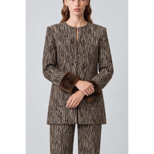 Destree Lea Tiger Wool Jacket in Brown | Blazers | Coveti