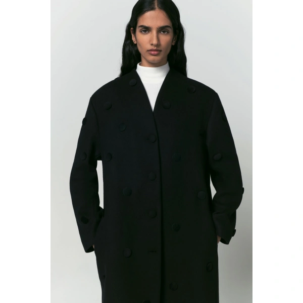 Destree Maelle Wool Long Coat in Black | Wool & Cashmere Coats | Coveti