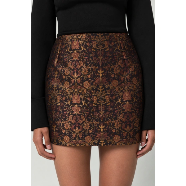 Destree Maeva Garden Skirt in Black and Rust | Midi Skirts | Coveti