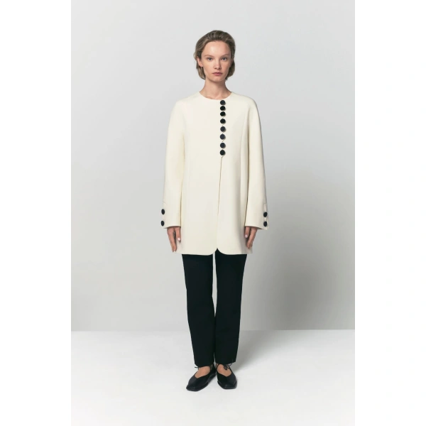 Destree Mathilde Coat in Ecru | Wool & Cashmere Coats | Coveti