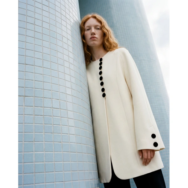 Destree Mathilde Coat in Ecru | Wool & Cashmere Coats | Coveti