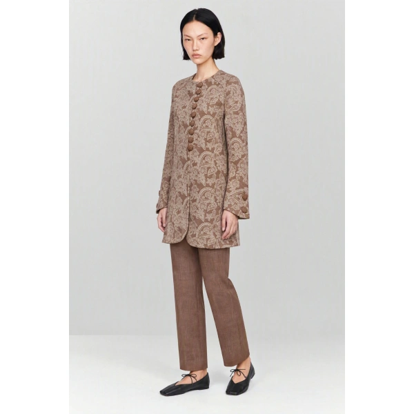 Destree Mathilde Paisley Coat in Brown | Wool & Cashmere Coats | Coveti