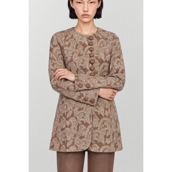 Destree Mathilde Paisley Coat in Brown | Wool & Cashmere Coats | Coveti