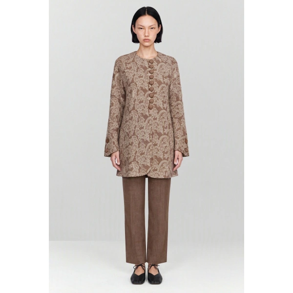 Destree Mathilde Paisley Coat in Brown | Wool & Cashmere Coats | Coveti