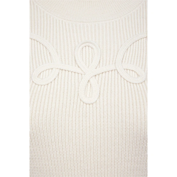 Destree Rosa Ribbed Knit Embroidered Sweater in Ecru | Sweaters | Coveti