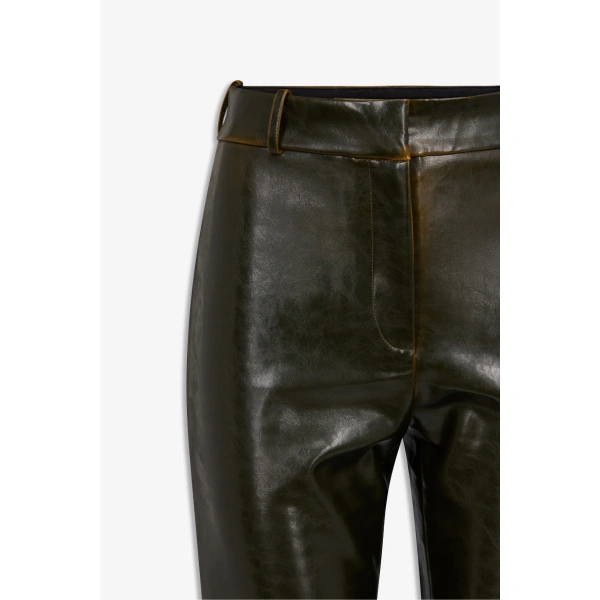 Destree Talia Coated Trousers in Moss | Tailored Pants | Coveti