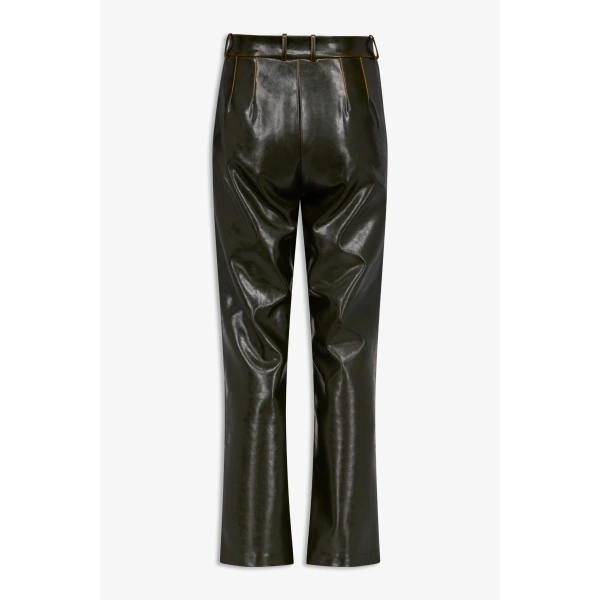 Destree Talia Coated Trousers in Moss | Tailored Pants | Coveti