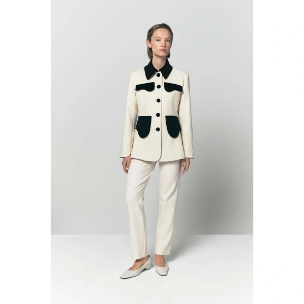 Destree Talia Tapered Tailored Trousers in Ecru | Tailored Pants | Coveti