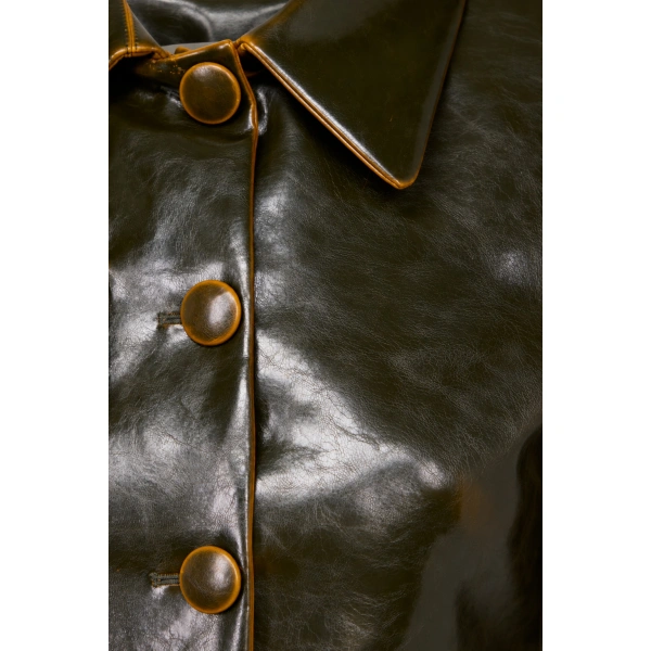 Destree Tamara Coated Tailored Jacket in Moss | Blazers | Coveti