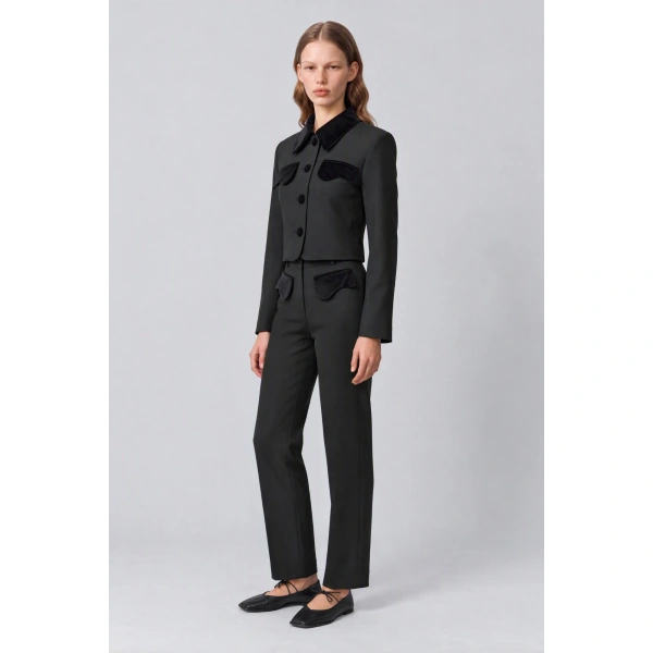 Destree Tina Stretch Straight Trousers in Black | Tailored Pants | Coveti