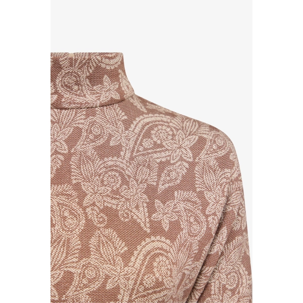 Destree Wenda Paisley Mock-Neck Top in Brown | Long Sleeve Tops | Coveti