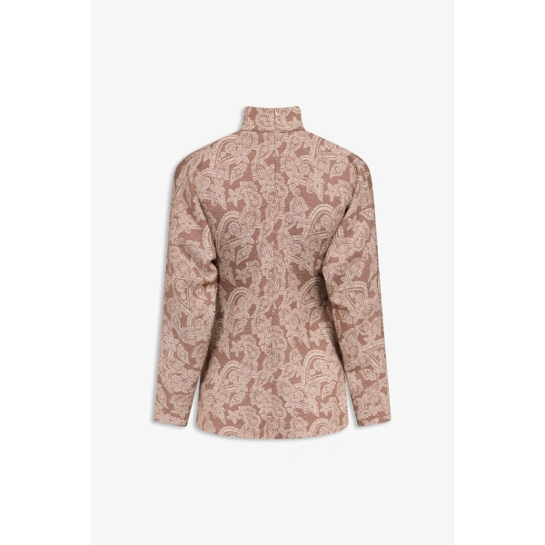 Destree Wenda Paisley Mock-Neck Top in Brown | Long Sleeve Tops | Coveti