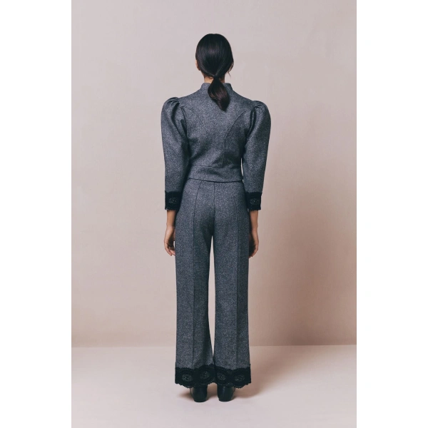 Destree Yoshitomo Flannel Trousers in Grey | Tailored Pants | Coveti