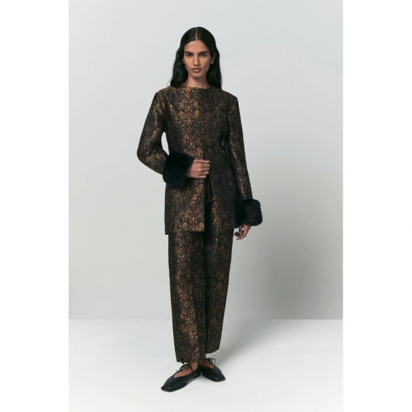 Destree Yoshitomo Garden Trousers in Black and Rust | Tailored Pants | Coveti