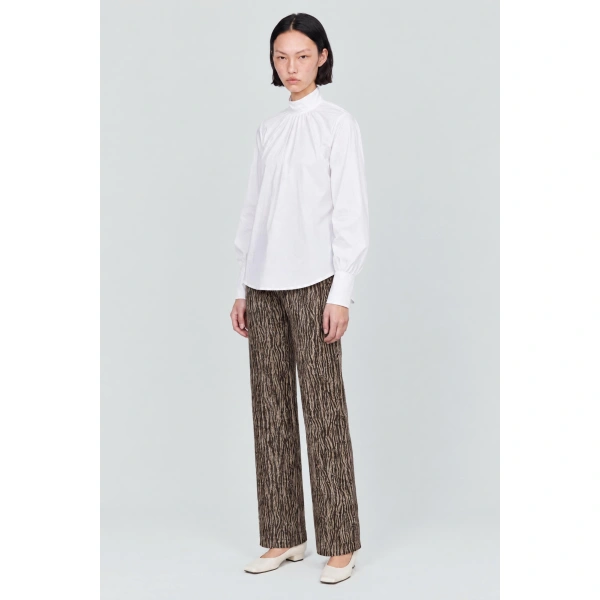 Destree Yoshitomo Tiger Wool Trousers in Brown | Tailored Pants | Coveti