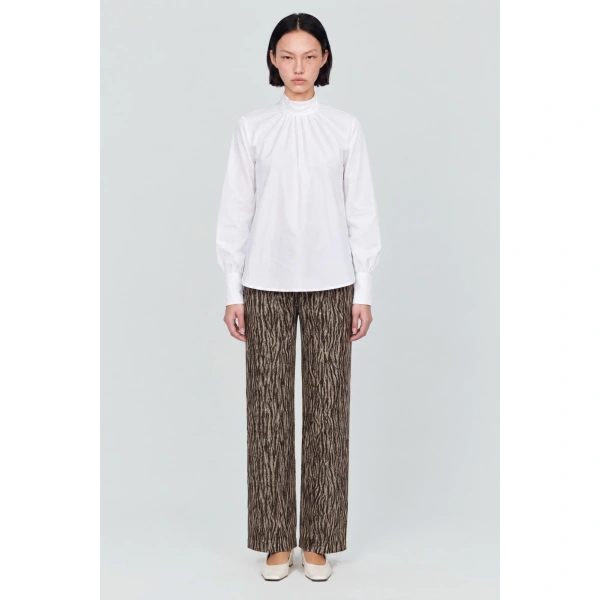 Destree Yoshitomo Tiger Wool Trousers in Brown | Tailored Pants | Coveti