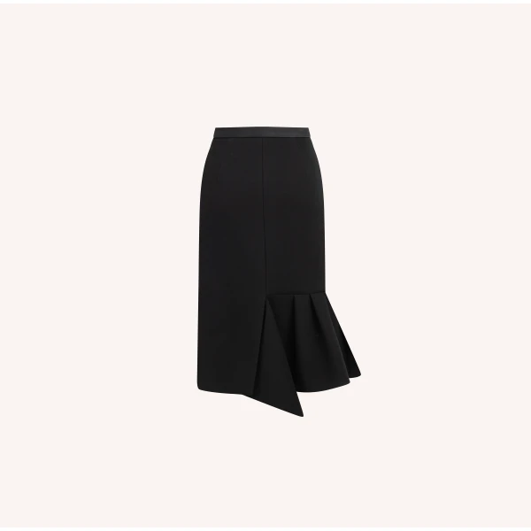 Dice Kayek Asymmetric Hem Midi Skirt in Black | Midi Skirts | Coveti