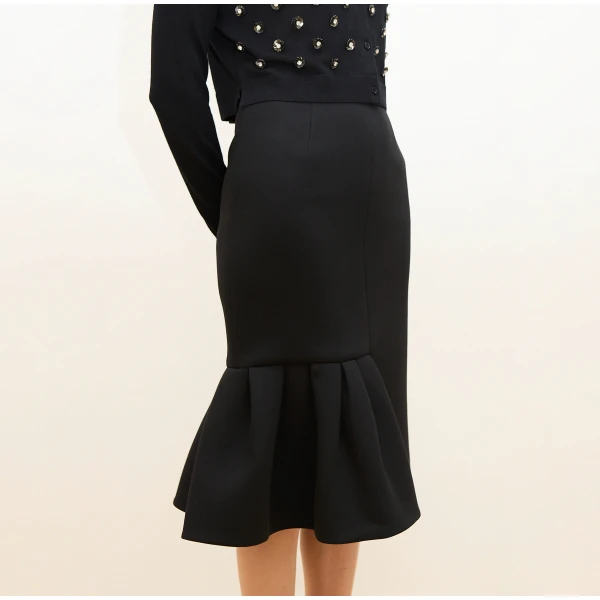 Dice Kayek Asymmetric Hem Midi Skirt in Black | Midi Skirts | Coveti