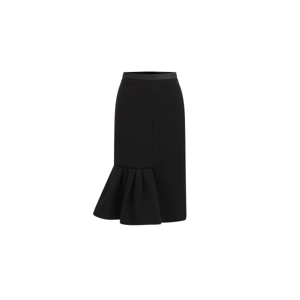Dice Kayek Asymmetric Hem Midi Skirt in Black | Midi Skirts | Coveti
