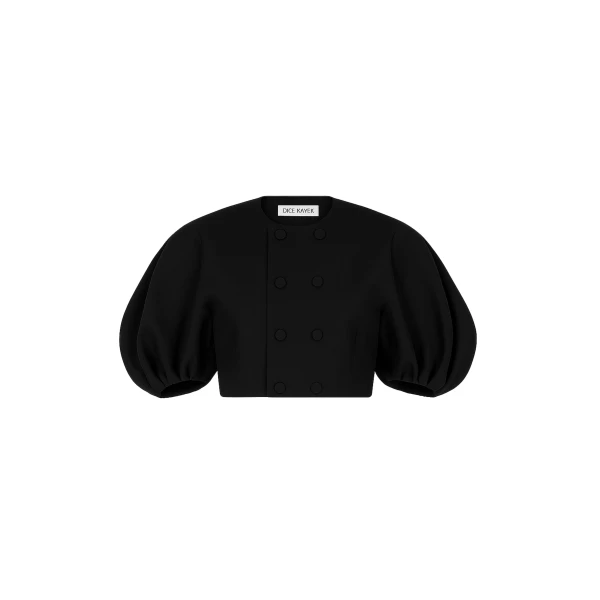 Dice Kayek Balloon Sleeve Jacket in Black | Jackets | Coveti