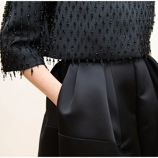 Dice Kayek Beaded Fringe Jacket in Black | Jackets | Coveti