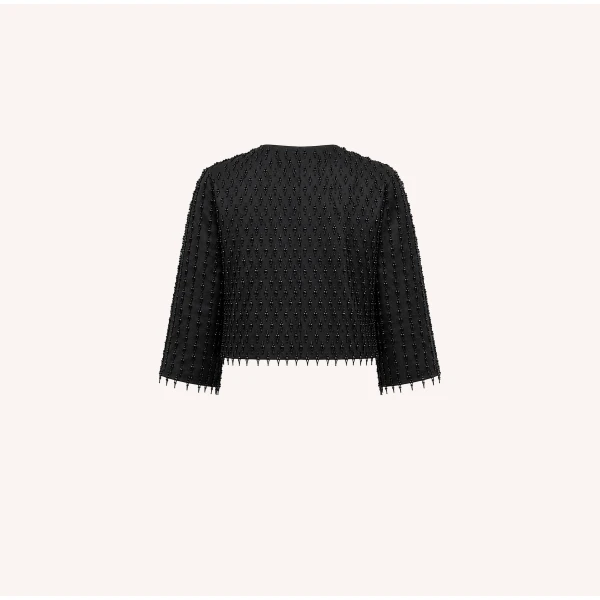 Dice Kayek Beaded Fringe Jacket in Black | Jackets | Coveti