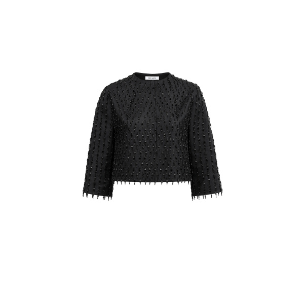 Dice Kayek Beaded Fringe Jacket in Black | Jackets | Coveti