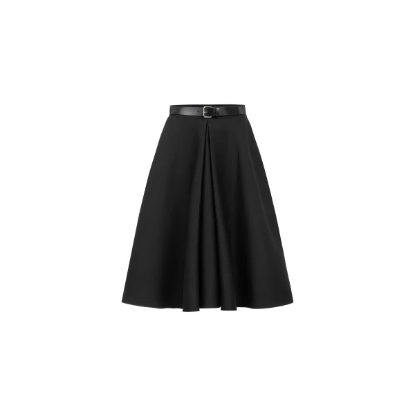 Dice Kayek Belted Sculptural Midi Skirt in Black | Midi Skirts | Coveti