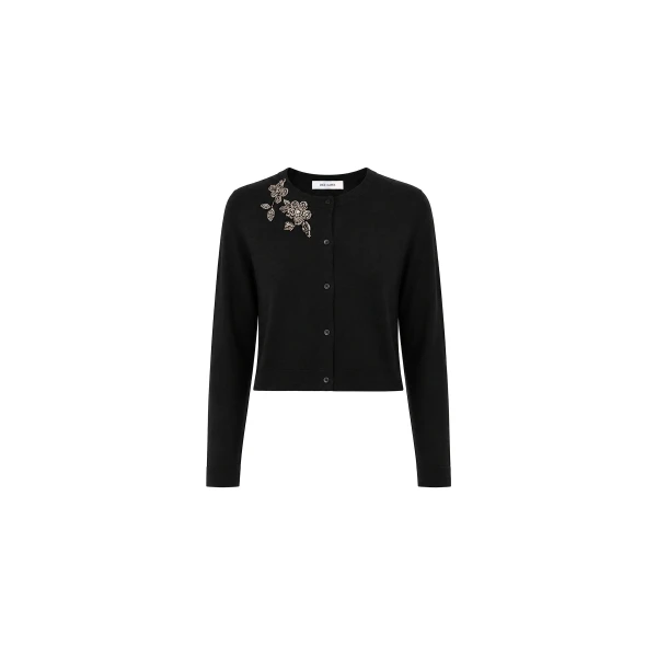 Dice Kayek Black Crystal-Embellished Wool Cardigan | Cardigan | Coveti