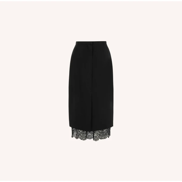 Dice Kayek Black Midi Skirt with Lace Hem | Midi Skirts | Coveti