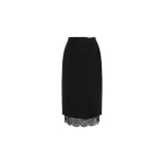 Dice Kayek Black Midi Skirt with Lace Hem | Midi Skirts | Coveti